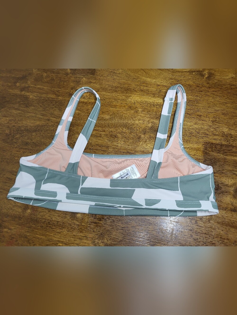 Madewell Peach and Sage Striped Bikini Top